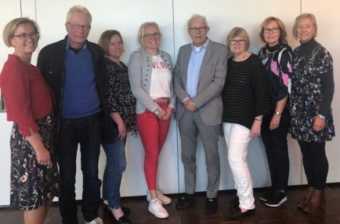 Styrelsen vald den 16 maj. Från vänster Lotta Håkansson, Jimmie Trevett (2:e vice ordf), Marina Carlsson, Veronica Magnusson Hallberg, Anders Gustafsson, Elisabeth Wallenius (ordförande), Maritha Sedvallsson och Marie Steen (1:e vice ordf)