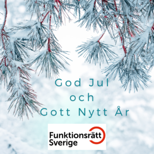 Julkort med granbarr och texten God Jul och Gott Nytt År
